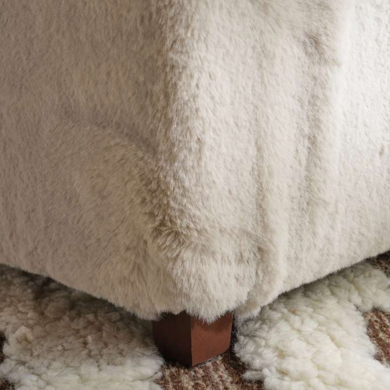 Pan Home Faux Fur Pouf - Frost Grey - Image 4