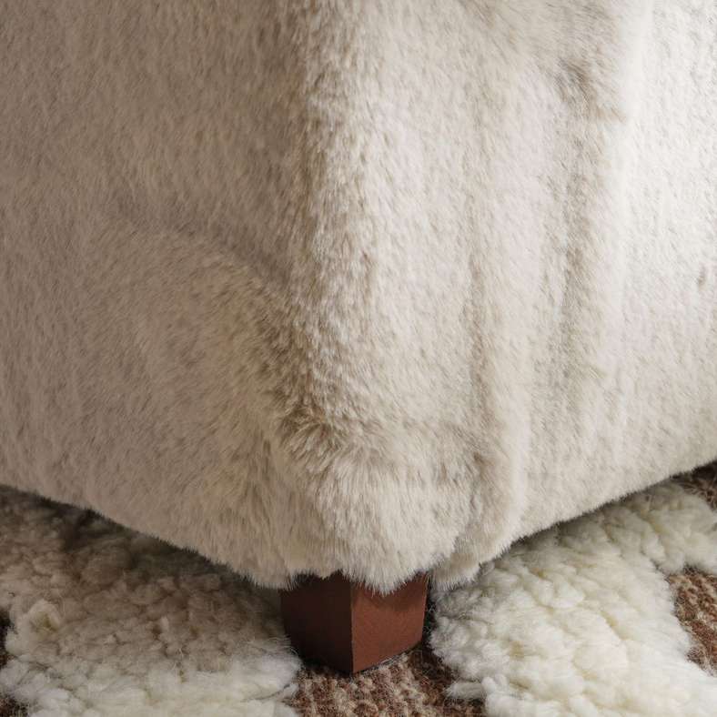 Pan Home Faux Fur Pouf - Frost Grey - Image 3