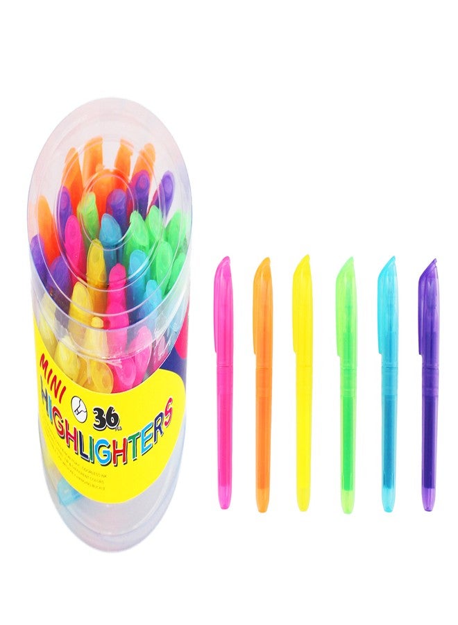 إس كي كي ستيشناري مجموعة أقلام تظليل صغيرة من SKKSTATIONERY، 36 قطعة، أقلام تظليل ملونة برأس مشطوف، أقلام تظليل بألوان متنوعة، 3.5 بوصة - Image 1