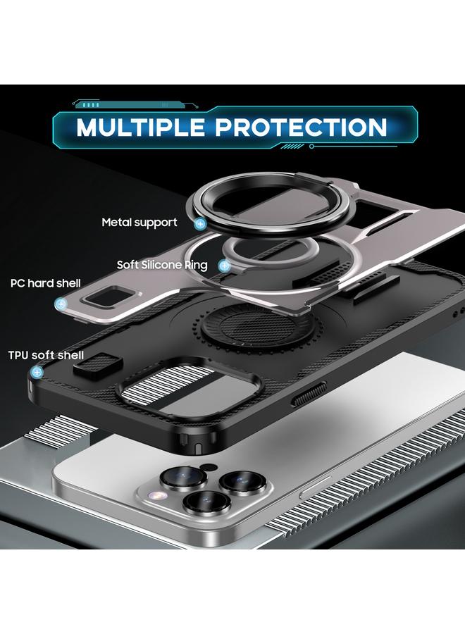 Zaboon Case For iPhone 13 Pro Max Ring Holder Carbon Fiber PC Hybrid TPU Phone Case - Image 4