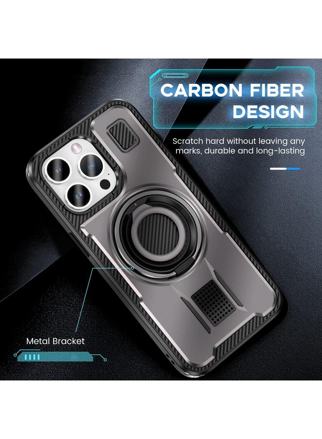 Zaboon Case For iPhone 13 Pro Max Ring Holder Carbon Fiber PC Hybrid TPU Phone Case - Image 5