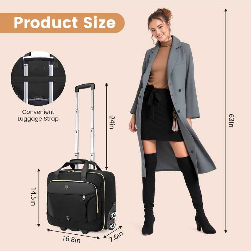 RUCYEN Rolling Laptop Bag, 15.6 inch Rolling Briefcase for Men & Women,Laptop Briefcase on Wheels, Overnight Bags Carry On Bag, for Business Travel - Image 4