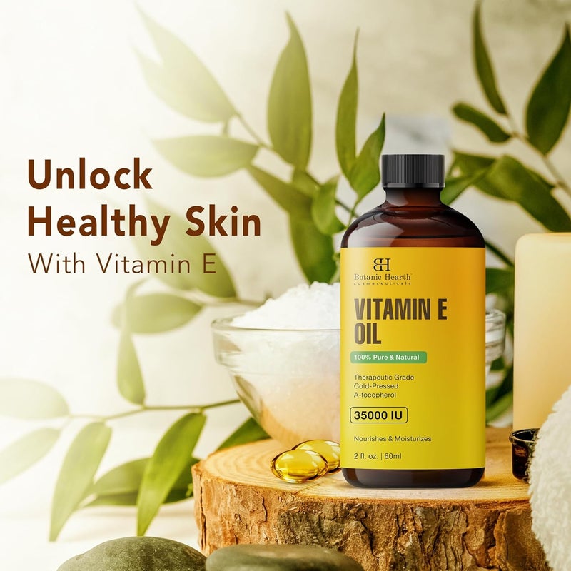 Botanic Hearth Vitamin E Oil | 100% Pure and Natural oil for Growth of Nails, Hair, Eyebrows & Eyelashes | 35,000 IU | Hair & Body Oil with Eyebrow & Eyelash Brush| 2 Fl Oz - Image 3