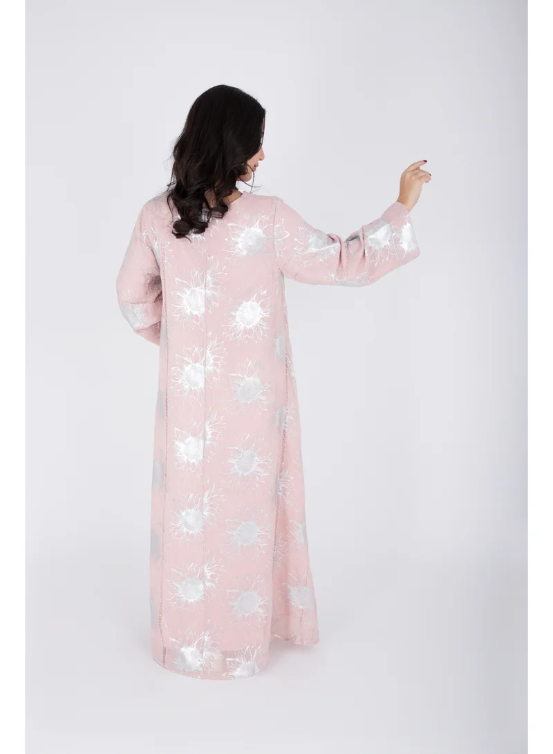 IKKXA  Classic Design Silver Patterns Jalabiya  | Best Price UAE