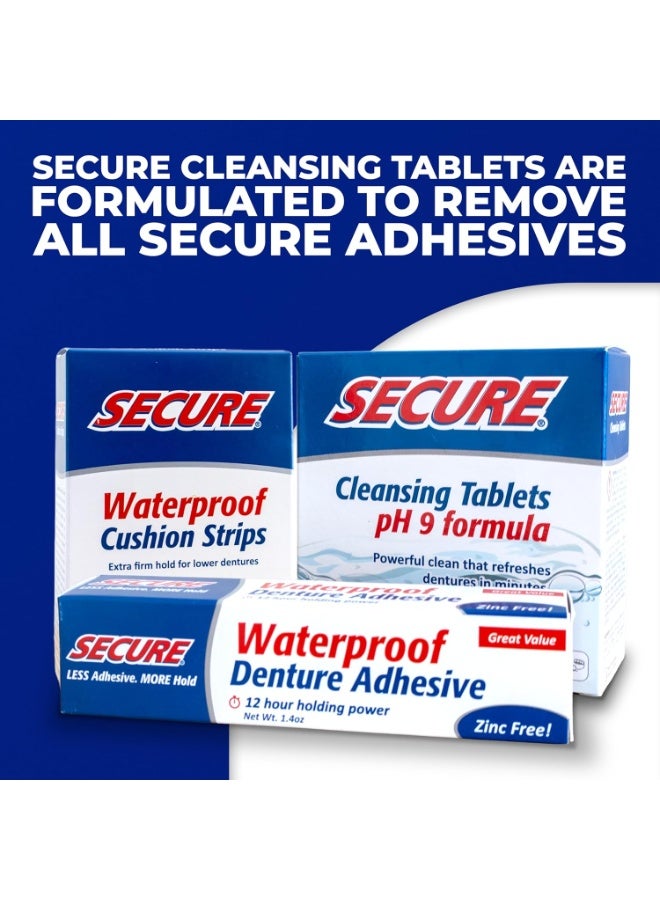 Secure Waterproof Denture Adhesive - Zinc Free - Extra Strong Hold For Upper, Lower or Partials - 1.4 oz (Pack of 5) - Image 3