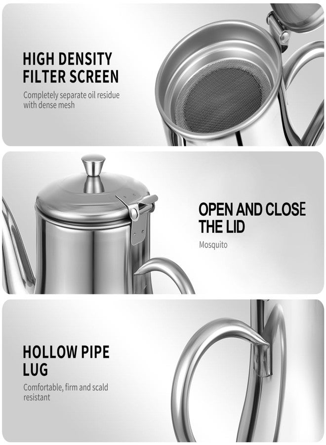 ياردوي وعاء تصفية زيت من الفولاذ المقاوم للصدأ من ياردوي - موزع زيت سعة 24 أونصة مع مصفاة شبكية دقيقة لتخزين الزيت في المطبخ وحاوية للدهون - Image 5