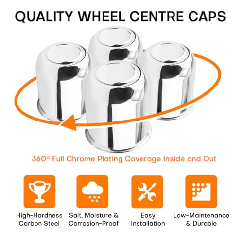 GTownWorks 4Pcs 3.74inch Trailer Wheel Center Caps Fit 3-3/4 Center Bore Truck Trailer RV SUV Wheels Rims, Carbon Steel Silver Hub Covers - Image 3