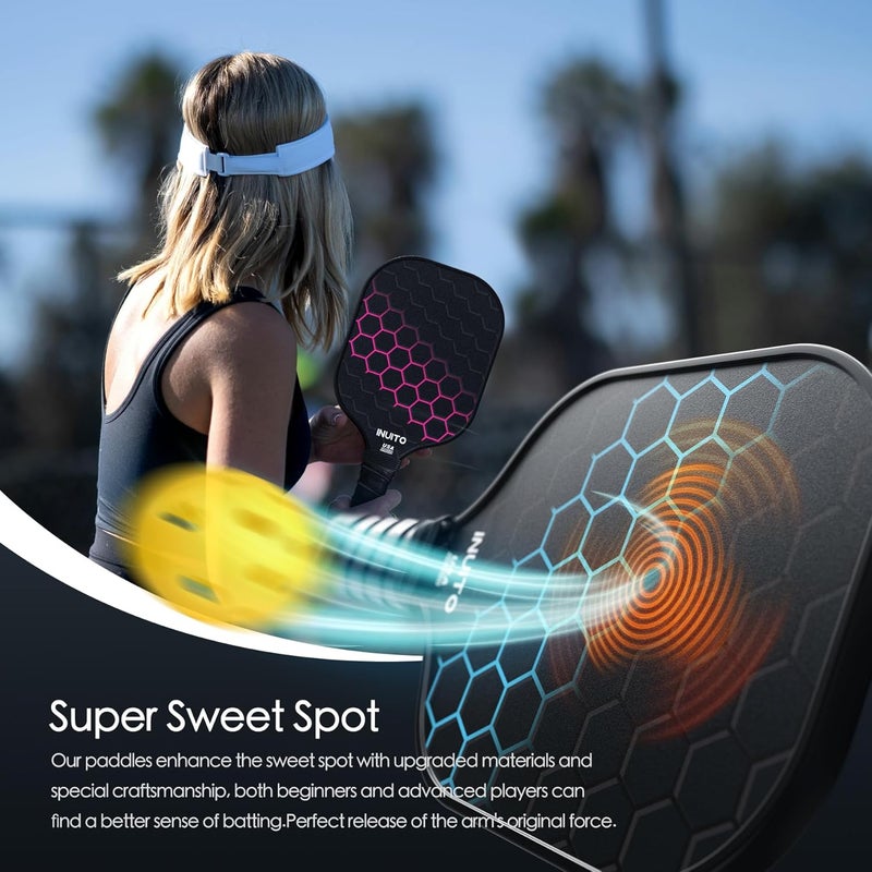Inuito Pickleball Paddles Set of 2 with Carry Bag and Balls - 16mm Thick, Large Sweet Spot - Image 3