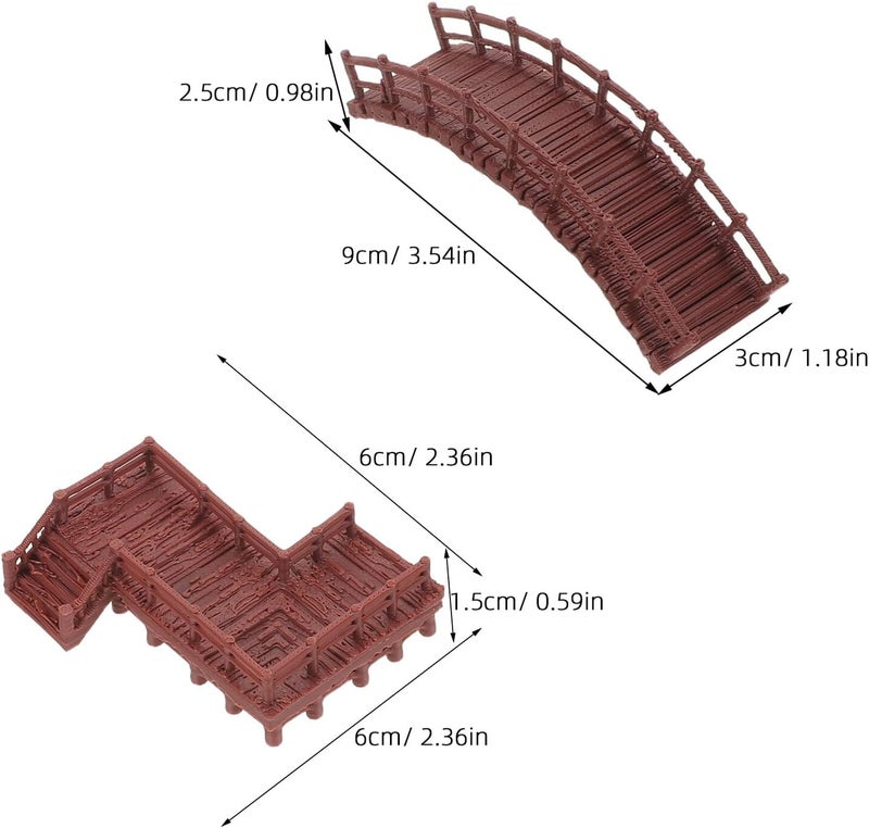 4pcs Micro Landscape Aquarium Decorations Fish Tank Landscaping Ornaments Z-Shaped Staircase Bridges and Small Arch Bridges for Miniature Fairy Garden and Terrarium - Image 2