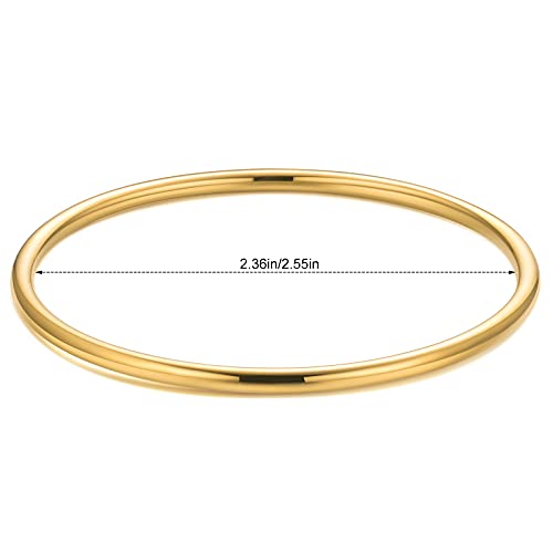 Kainier 3mm 14K Gold Plated Bracelet Stainless Steel Glossy Stackable Thin Round Bangle Bracelet for Women Solid Plain Polished Bracelet Best Gifts for Love - Image 5