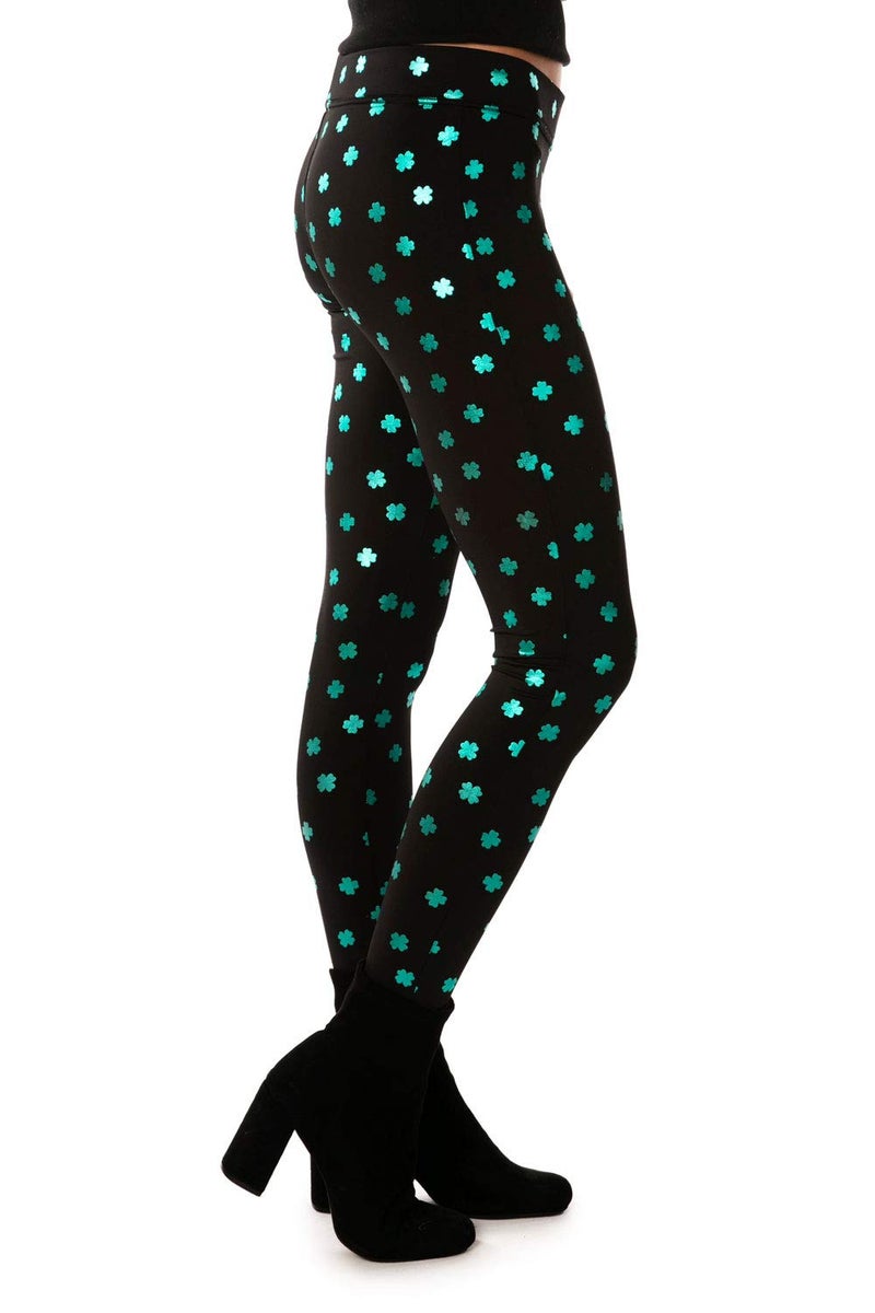 Tipsy Elves Women's St. Patrick's Day Pinch Me Once Mid Waisted Leggings Size Medium - Image 3