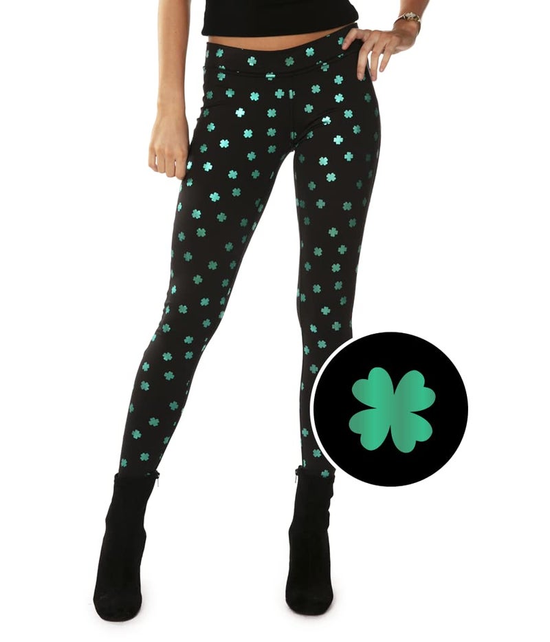 Tipsy Elves Women's St. Patrick's Day Pinch Me Once Mid Waisted Leggings Size Medium - Image 4