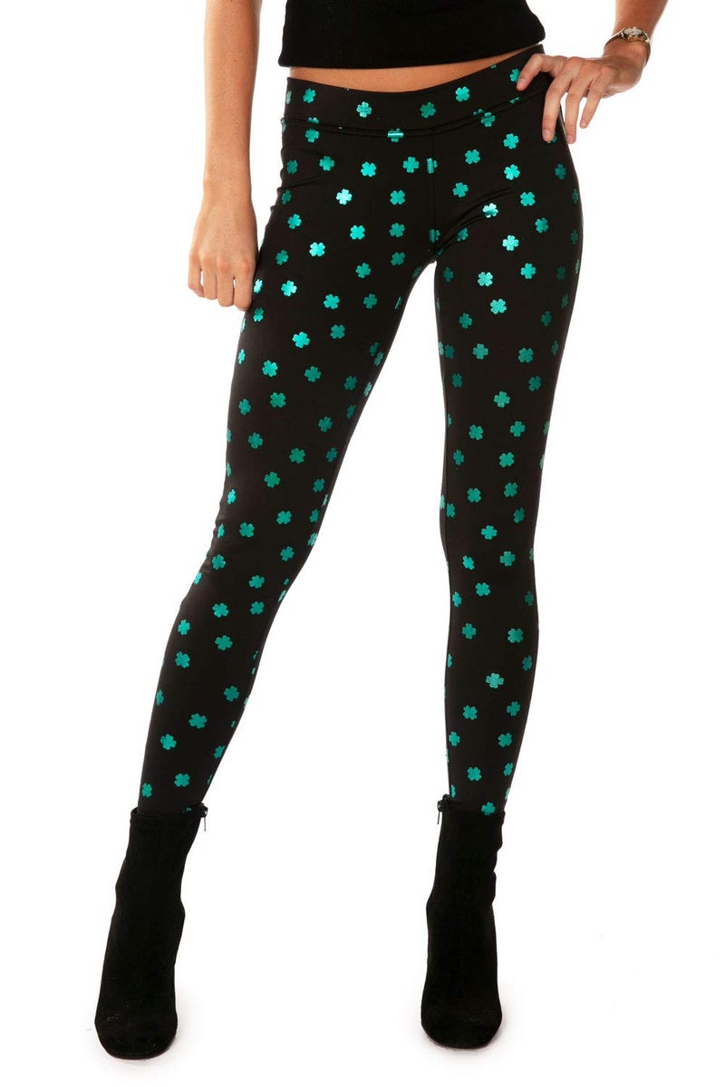 Tipsy Elves Women's St. Patrick's Day Pinch Me Once Mid Waisted Leggings Size Medium - Image 1