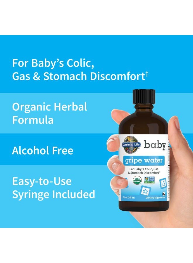 Garden of Life Baby Organic Gripe Water for Babies Nighttime or Daytime Colic, Gas & Stomach Discomfort, Herbal Remedy for Baby - Chamomile Lemon Balm Ginger - (4 fl oz) Liquid - Image 4