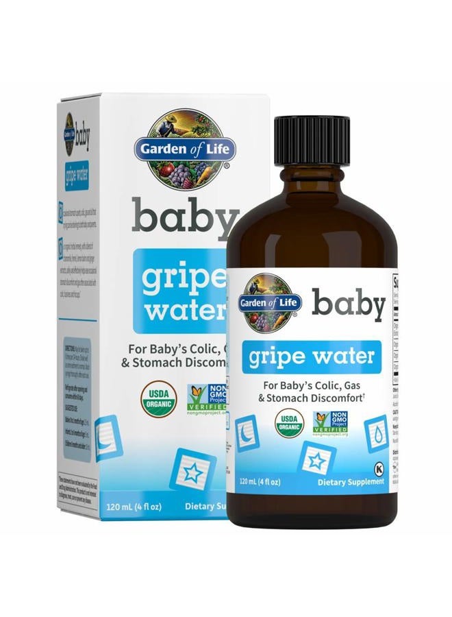 Garden of Life Baby Organic Gripe Water for Babies Nighttime or Daytime Colic, Gas & Stomach Discomfort, Herbal Remedy for Baby - Chamomile Lemon Balm Ginger - (4 fl oz) Liquid - Image 1
