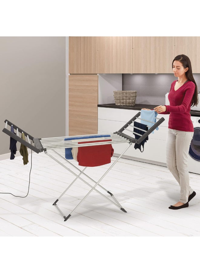 BLACK+DECKER 220W 220V Heated Electric Winged Clothes Drying Rack Silver and Black 94 x 50 x 74 cm 63159 - Image 3