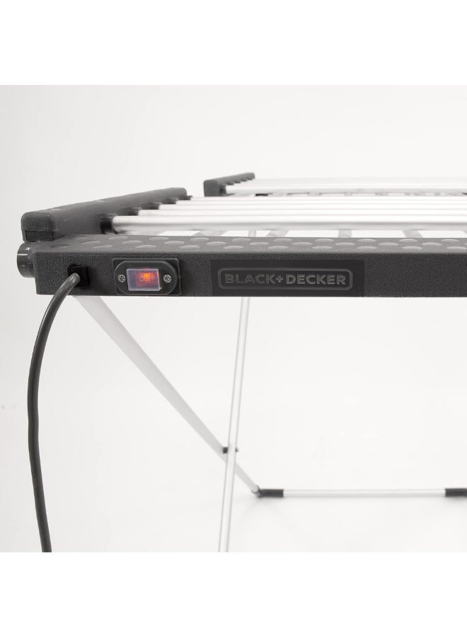 BLACK+DECKER 220W 220V Heated Electric Winged Clothes Drying Rack Silver and Black 94 x 50 x 74 cm 63159 - Image 5