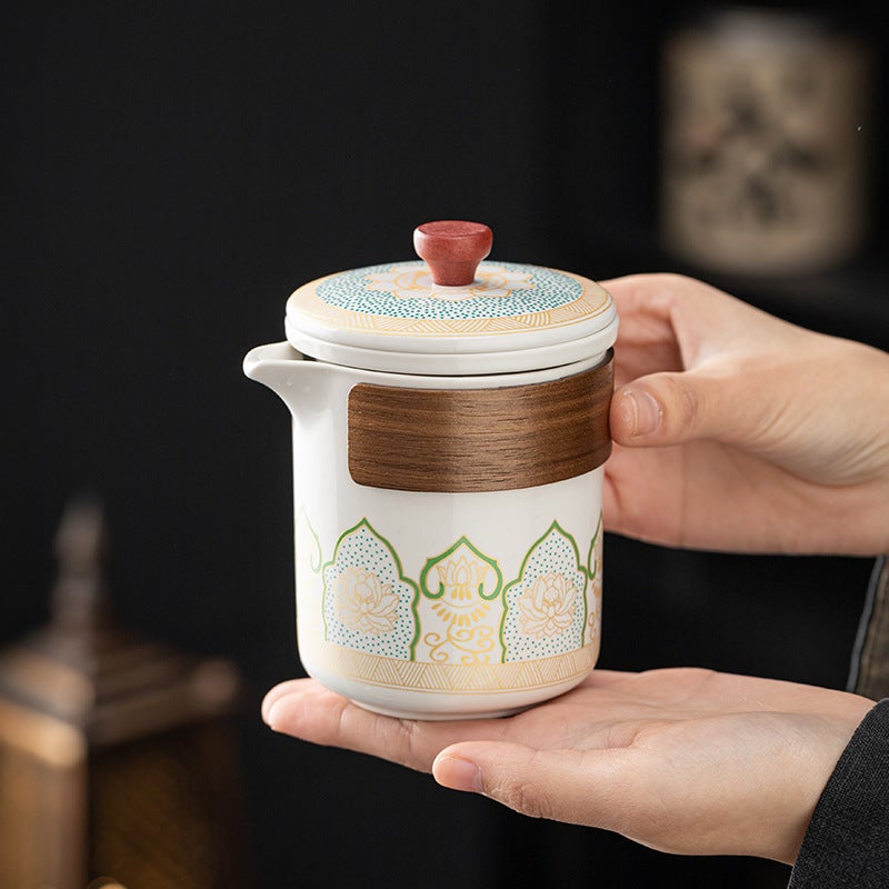 Portable Travel Tea Set Small Set Outdoor Tea Bag Ceramic One Pot Three Cups Carrying Tea Set Fast Cup Logo - Image 4