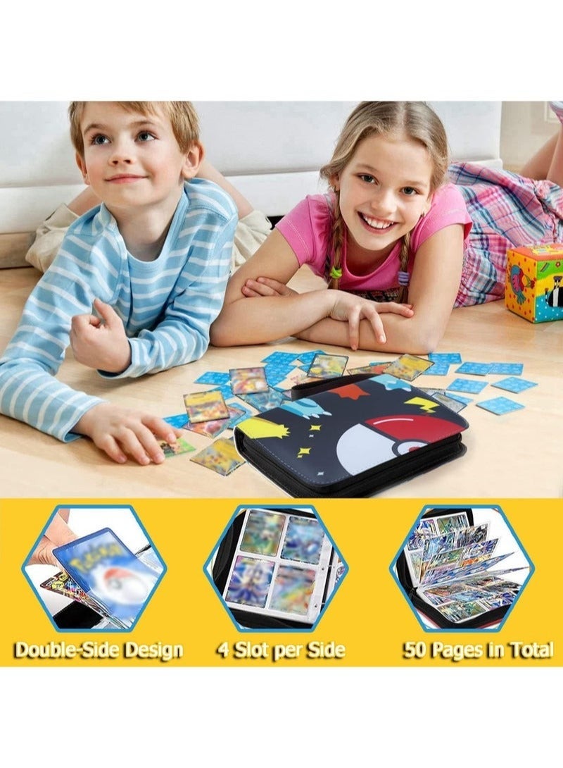 Pokemon Compatible Cards Binder,  Card Holder Pocket, Portable Card Collection Album Holder Book,  Fits 400 Cards With 50 Removable Sleeves, Trading Card Binder with Carrying Case  - Image 4