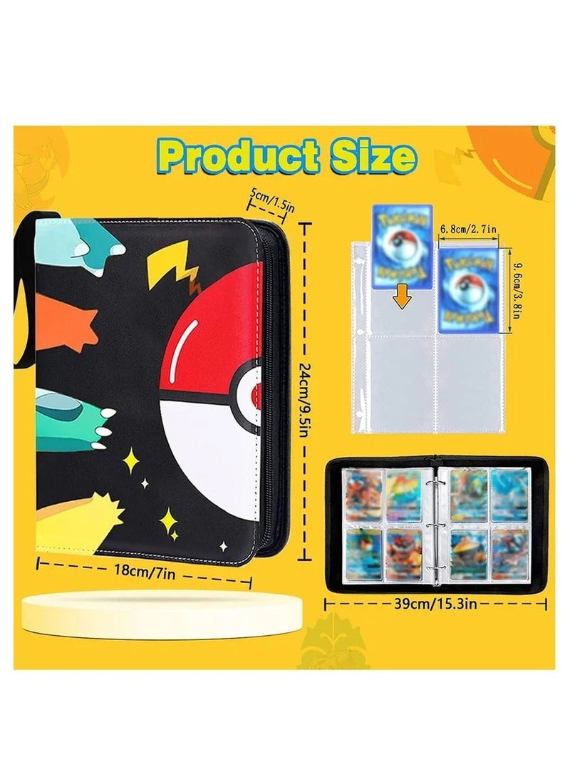 Pokemon Compatible Cards Binder,  Card Holder Pocket, Portable Card Collection Album Holder Book,  Fits 400 Cards With 50 Removable Sleeves, Trading Card Binder with Carrying Case  - Image 2