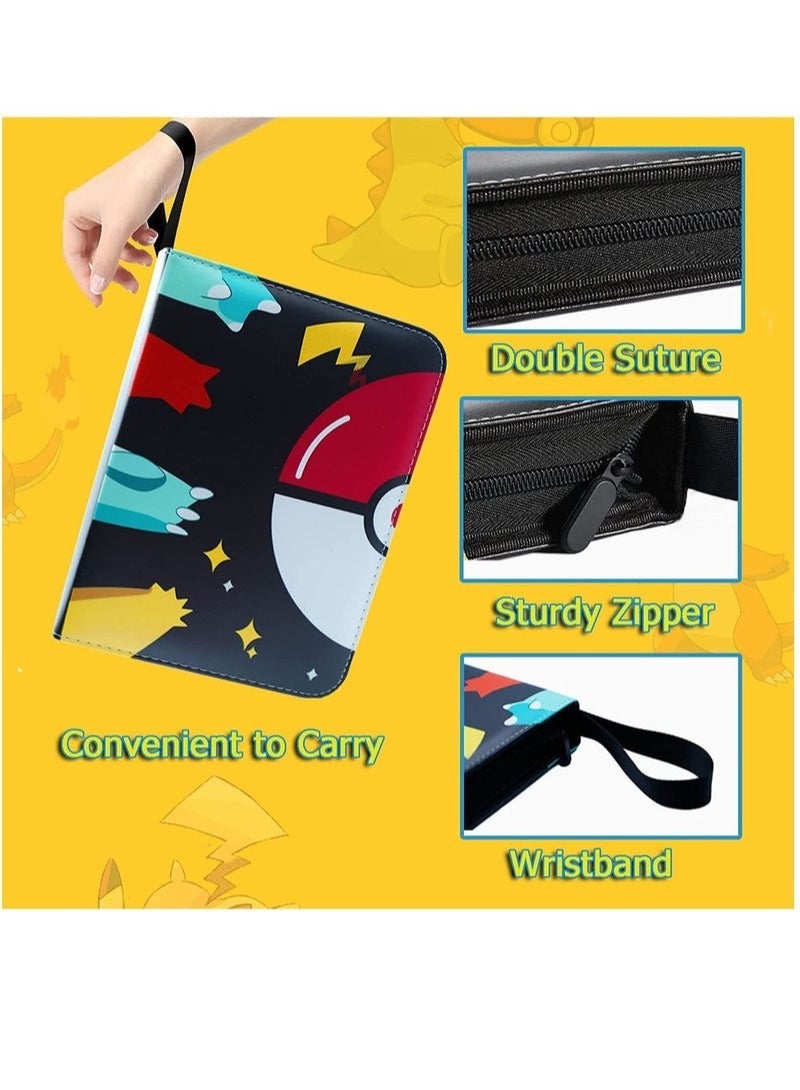Pokemon Compatible Cards Binder,  Card Holder Pocket, Portable Card Collection Album Holder Book,  Fits 400 Cards With 50 Removable Sleeves, Trading Card Binder with Carrying Case  - Image 5