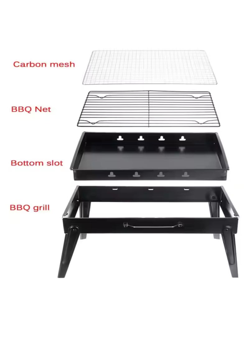 Manful Foldable Charcoal Grill Outdoor Smoker Barbecue Portable Stainless Steel Charcoal Grill for Travel Garden Camping Family Dinners and Birthday Parties  - Image 3