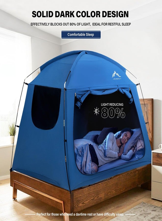 UNIHIMAL Bed Tent for Indoor Portable Light Reducing Twin Size Canopy Tents Breathable Lightweight Private Space Tent for Bed(Blue) - Image 4