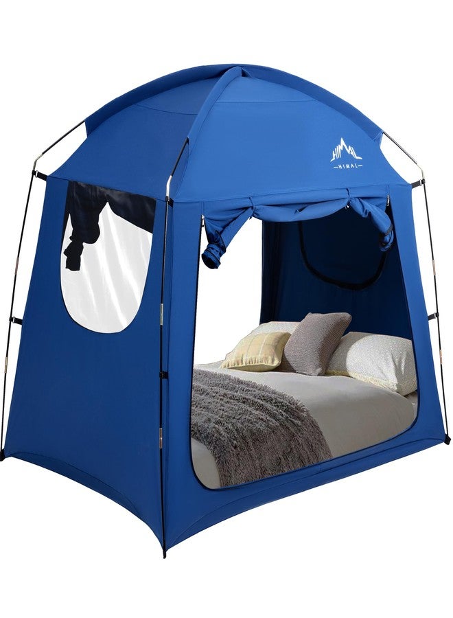 UNIHIMAL Bed Tent for Indoor Portable Light Reducing Twin Size Canopy Tents Breathable Lightweight Private Space Tent for Bed(Blue) - Image 1