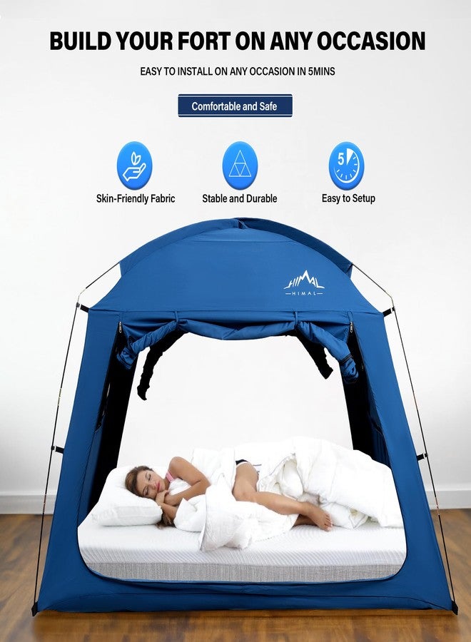 UNIHIMAL Bed Tent for Indoor Portable Light Reducing Twin Size Canopy Tents Breathable Lightweight Private Space Tent for Bed(Blue) - Image 3