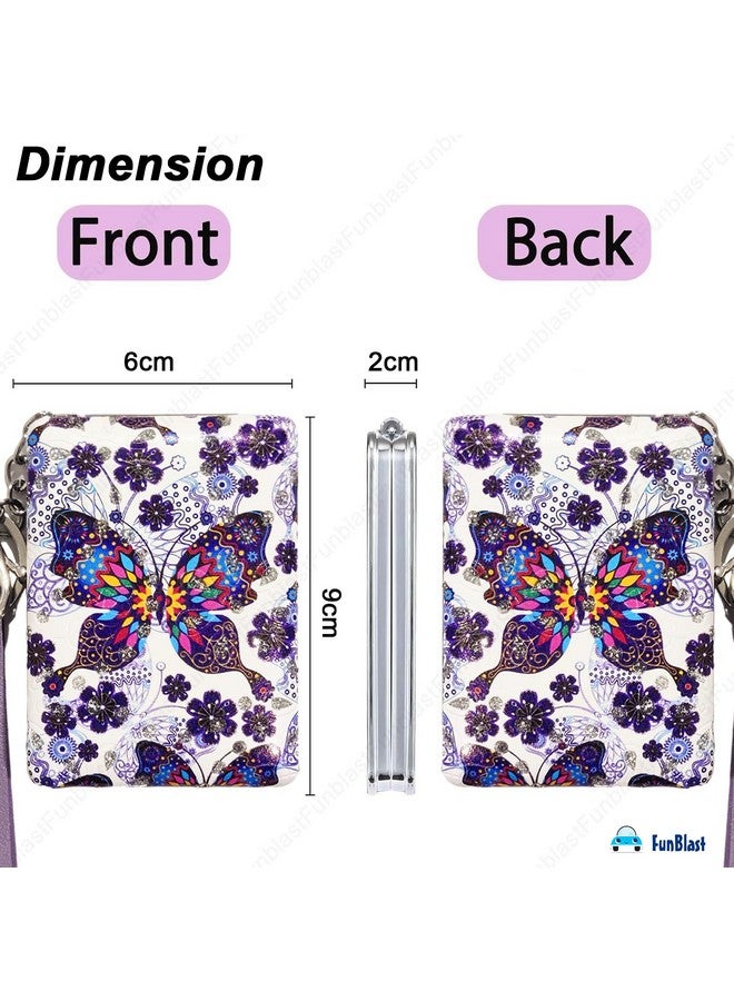 FunBlast Compact Mirror - Butterfly Design Makeup Mirror For Women, Aesthetic Mini Mirror, Portable Folding Double Sided With 1X & 2X Magnification, Mirror With Keychain - Set Of 2 (Random Colour) - Image 2