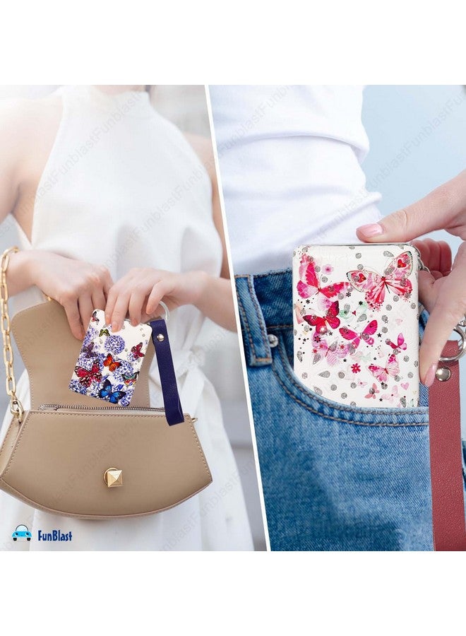 FunBlast Compact Mirror - Butterfly Design Makeup Mirror For Women, Aesthetic Mini Mirror, Portable Folding Double Sided With 1X & 2X Magnification, Mirror With Keychain - Set Of 2 (Random Colour) - Image 5