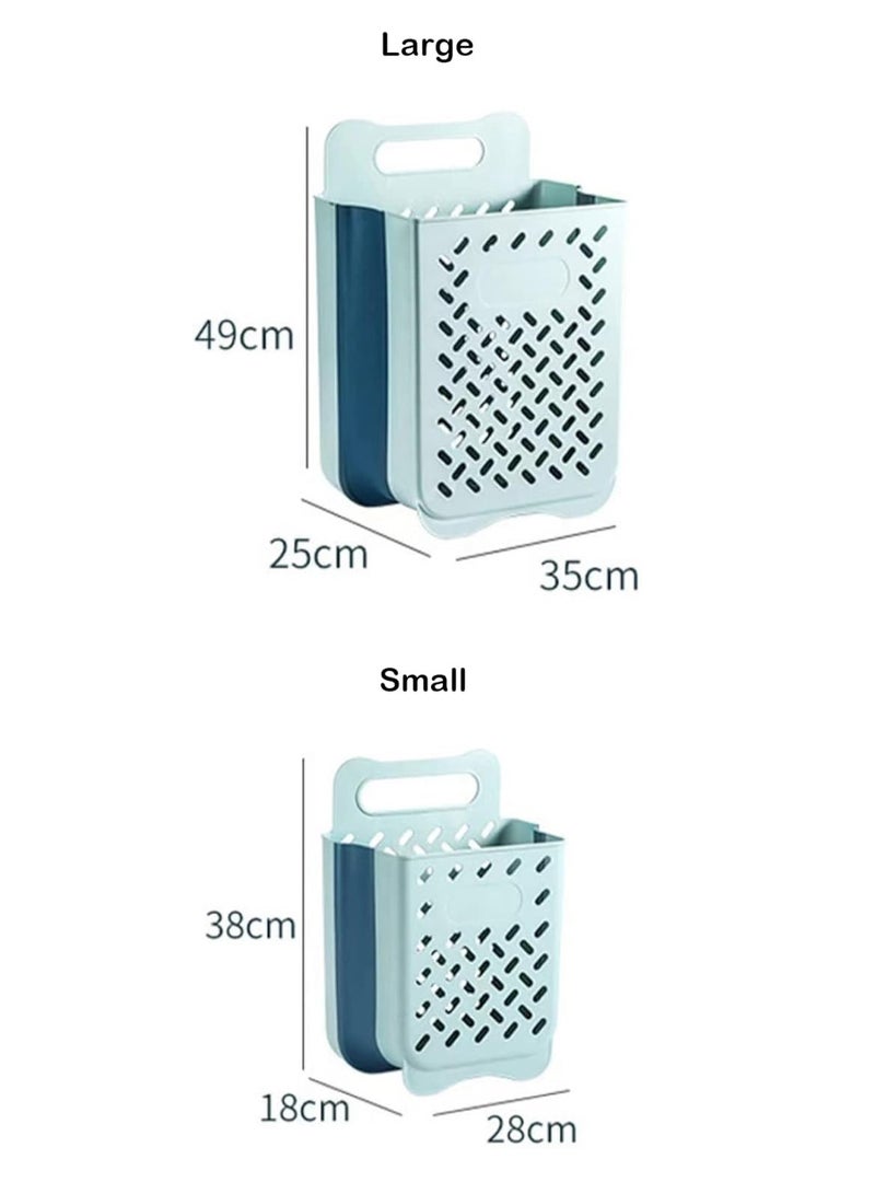 MONOGUE Plastic Collapsible Laundry Hamper with Wall Hanging Design Durable Waterproof Basket with Carrying Handle - Image 2