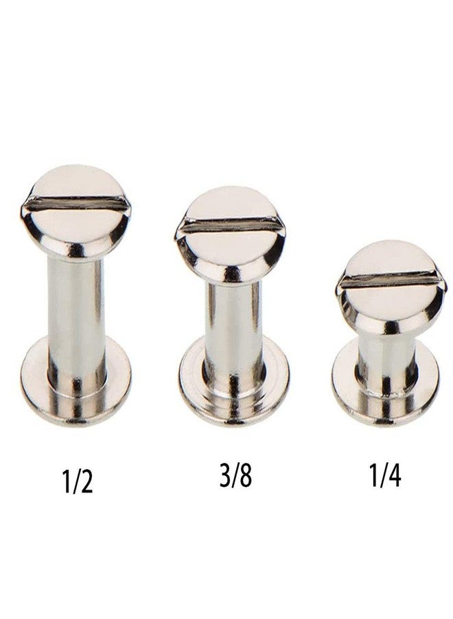 Teng Lang 90 Set Chicago Screws Binding Screw Leather Screw Nail Rivet Button Solid Belt Tack (Silver M5x1/4, 3/8, 1/2,) - Image 3
