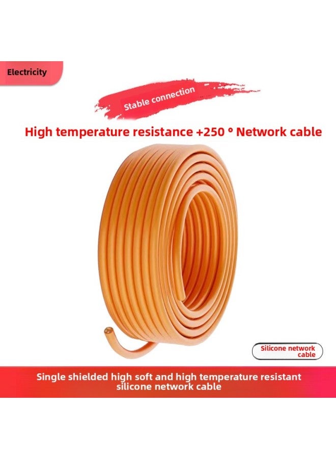 Loquat CAT6 Silicone Rubber Teflon Shielding Wire High Temperature Resistant 250 ℃ Steel Vitrification High Temperature Resistant Wire-Color:Category 6 Orange Aluminum Foil Shielding High Temperature Resis - Image 1