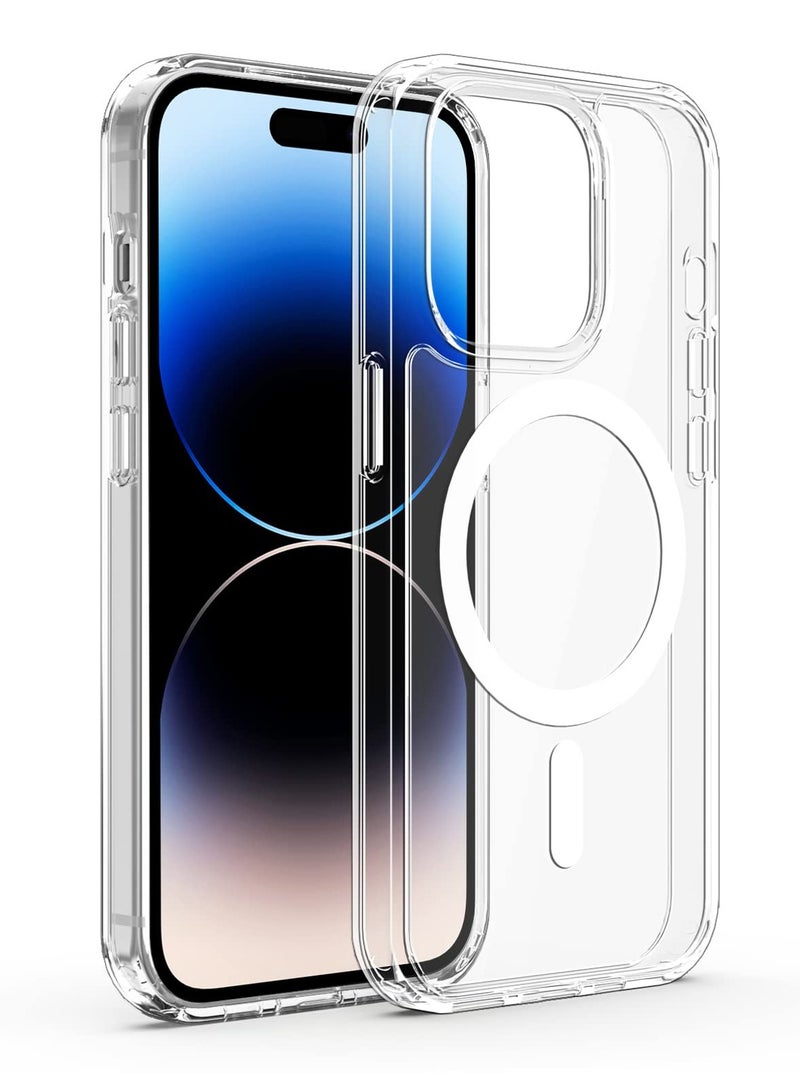 BORTONY iPhone 14 Pro Magsafe Case 6.1Inch Slim Thin Magnetic Case Yellowing Resistant Shock Absorption Anti-Scratch Anti Drop Hard Back Crystal Case Cell Phone Cover Compatible with iPhone 14 Pro Case - Image 1