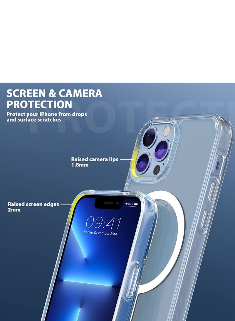 BORTONY iPhone 14 Pro Magsafe Case 6.1Inch Slim Thin Magnetic Case Yellowing Resistant Shock Absorption Anti-Scratch Anti Drop Hard Back Crystal Case Cell Phone Cover Compatible with iPhone 14 Pro Case - Image 3