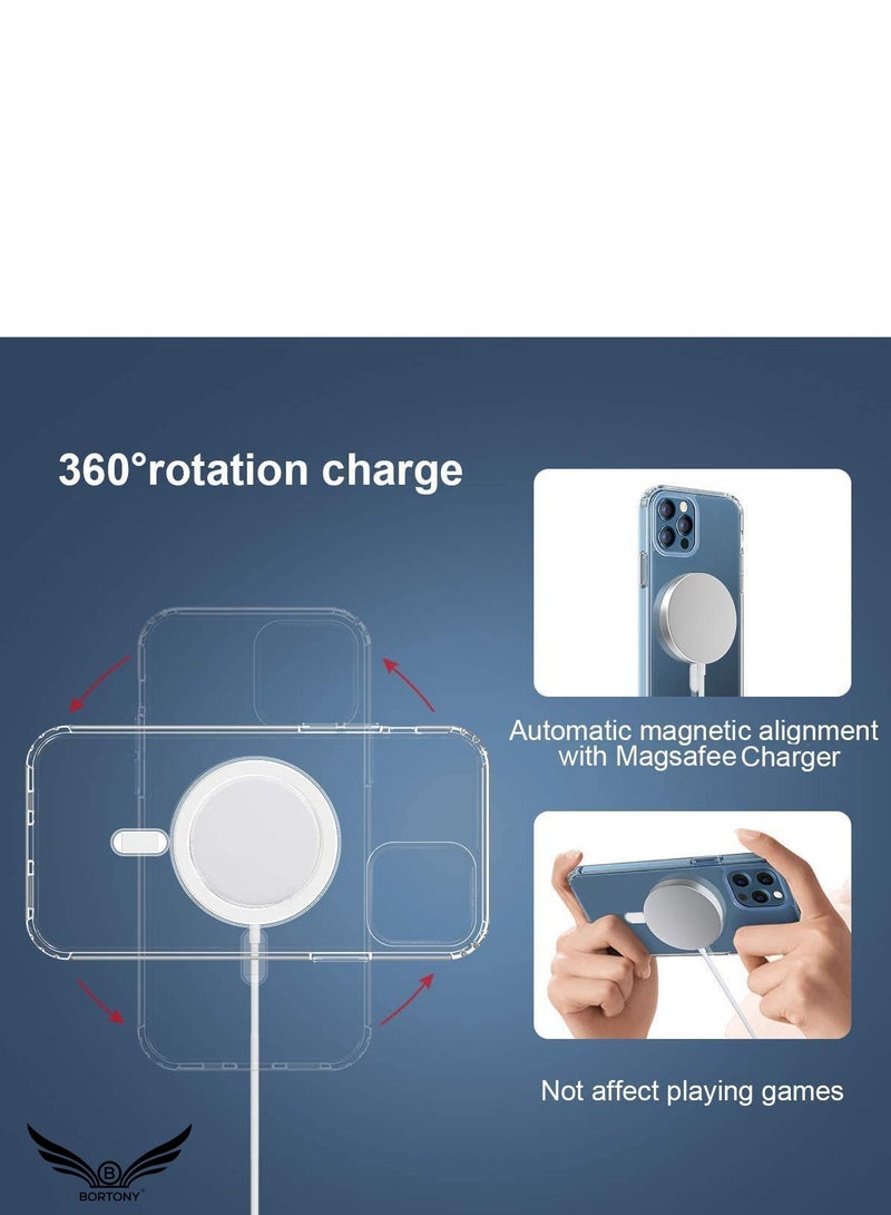 BORTONY iPhone 14 Pro Magsafe Case 6.1Inch Slim Thin Magnetic Case Yellowing Resistant Shock Absorption Anti-Scratch Anti Drop Hard Back Crystal Case Cell Phone Cover Compatible with iPhone 14 Pro Case - Image 5