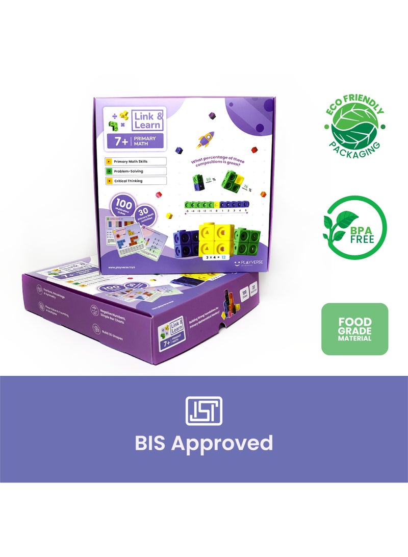 PlayVerse Toys PlayVerse Link & Learn Primary Math Number Blocks for Kids,100 Multicolour Counting Cubes, 30 Math Activities, 7+ Years, Math Learning Toy, Develops Critical Thinking & Problem Solving Skills - Image 5