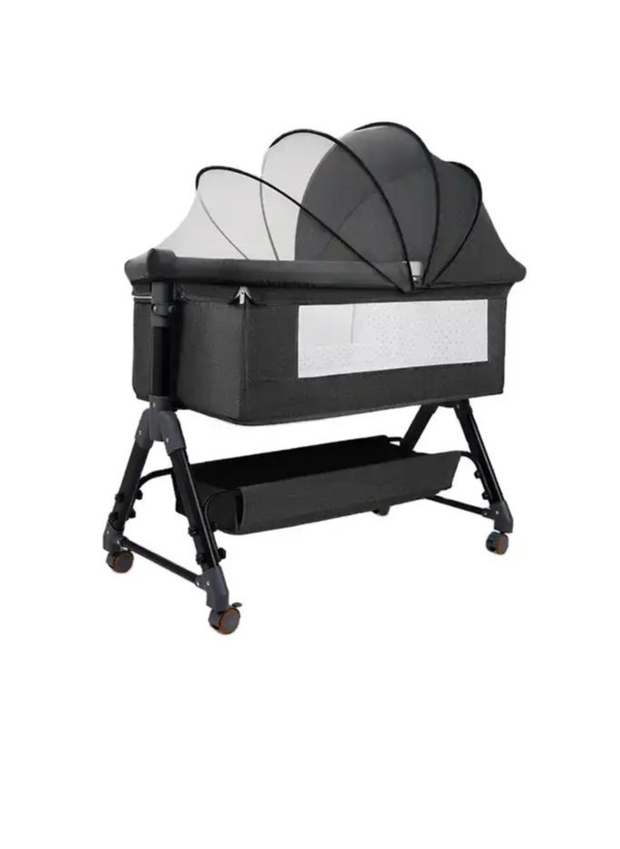 Generic Bassinet 4-in-1 Folding Bassinet for Babies with Storage Basket Bedside, Adjustable 5-Level Height Baby Bed to Babies Cradle for Infant  - Image 1