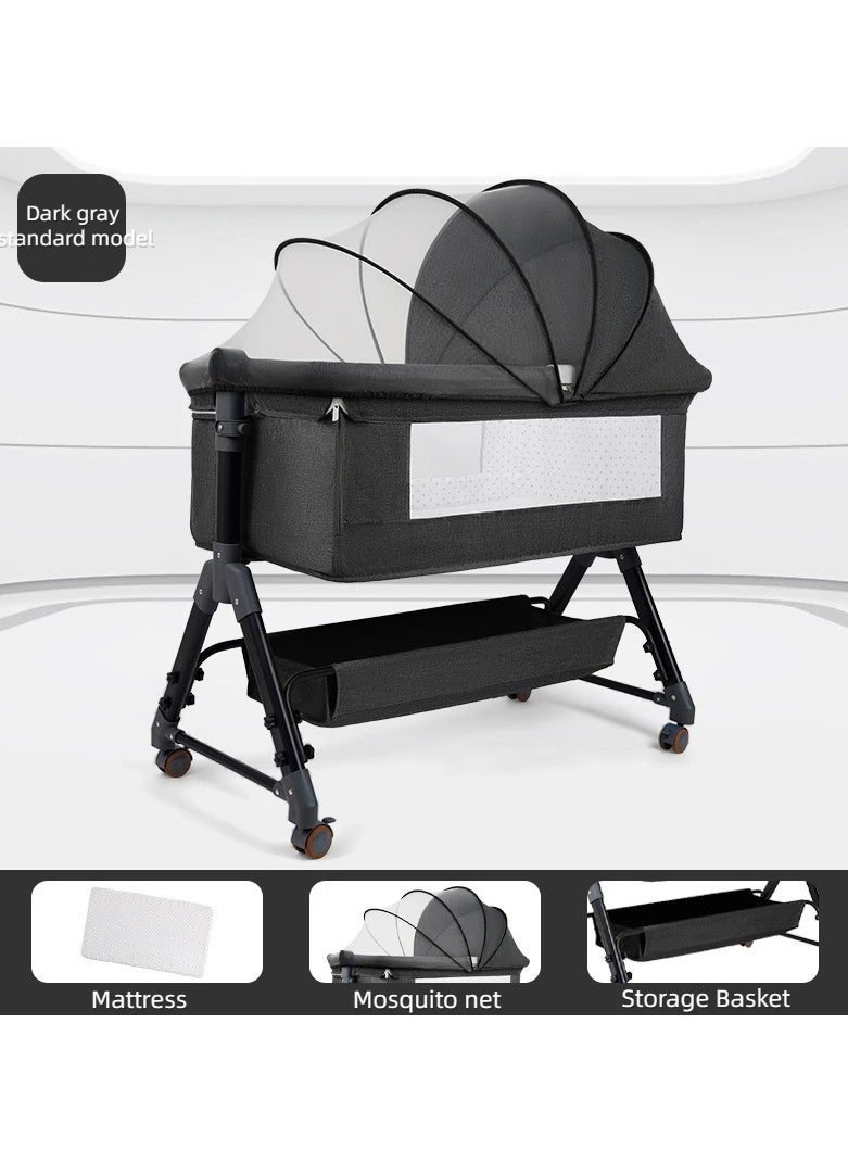 Generic Bassinet 4-in-1 Folding Bassinet for Babies with Storage Basket Bedside, Adjustable 5-Level Height Baby Bed to Babies Cradle for Infant  - Image 2