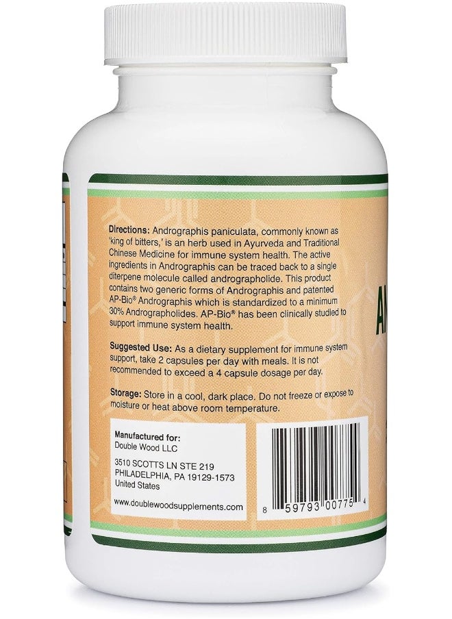 Double Wood Supplements - Andrographis - 1,000Mg Serving Size 120 Capsules With Ap-Bio Patented Andrographis Paniculata Extract - Clinically Studied To Boost Immune System - Image 1