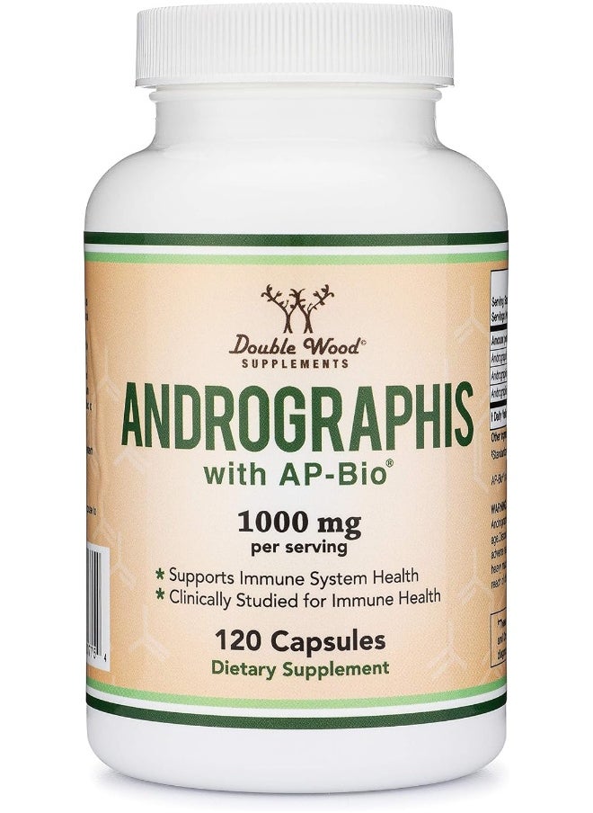Double Wood Supplements - Andrographis - 1,000Mg Serving Size 120 Capsules With Ap-Bio Patented Andrographis Paniculata Extract - Clinically Studied To Boost Immune System - Image 1