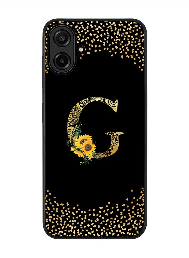 Stylizedd For Samsung Galaxy A07 4G Case,Slim fit Camera Protection, Shockproof Thin Phone cover  - Custom Floral Monogram - G ( Black )