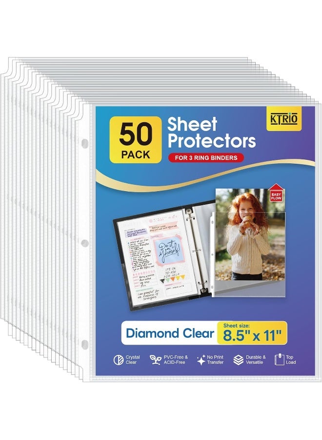 KTRIO KTRIO Sheet Protectors 8.5 x 11 inch Clear Page Protectors for 3 Ring Binder, Plastic Sleeves for Binders, Top Loading Paper Protector Letter Size, 50 Pack  - Image 1