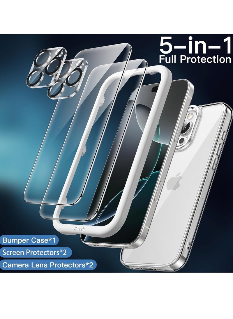 vesus 5-in-1 Case for iPhone 16 Pro Max (6.9-Inch) â€“ Includes 2 Tempered Glass Screen Protectors and Camera Lens Protectors, Non-Yellowing Shockproof Bumper Phone Cover â€“ Clear - Image 3