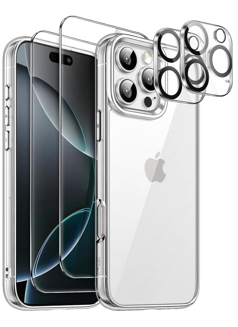 vesus 5-in-1 Case for iPhone 16 Pro Max (6.9-Inch) â€“ Includes 2 Tempered Glass Screen Protectors and Camera Lens Protectors, Non-Yellowing Shockproof Bumper Phone Cover â€“ Clear - Image 1