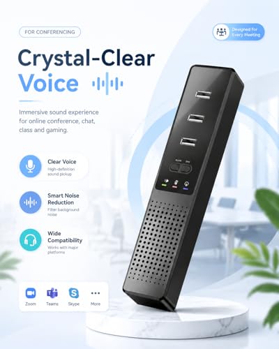 Cykvis 3 in 1 USB Computer Speaker with Microphone, PC Laptop Desktop Conference Speaker with Mic for Smart Home Office and Online Study，360 Degree Enhanced - Image 3