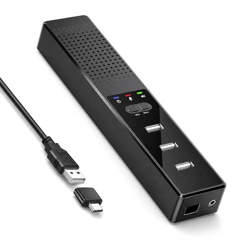 Cykvis 3 in 1 USB Computer Speaker with Microphone, PC Laptop Desktop Conference Speaker with Mic for Smart Home Office and Online Study，360 Degree Enhanced - Image 1
