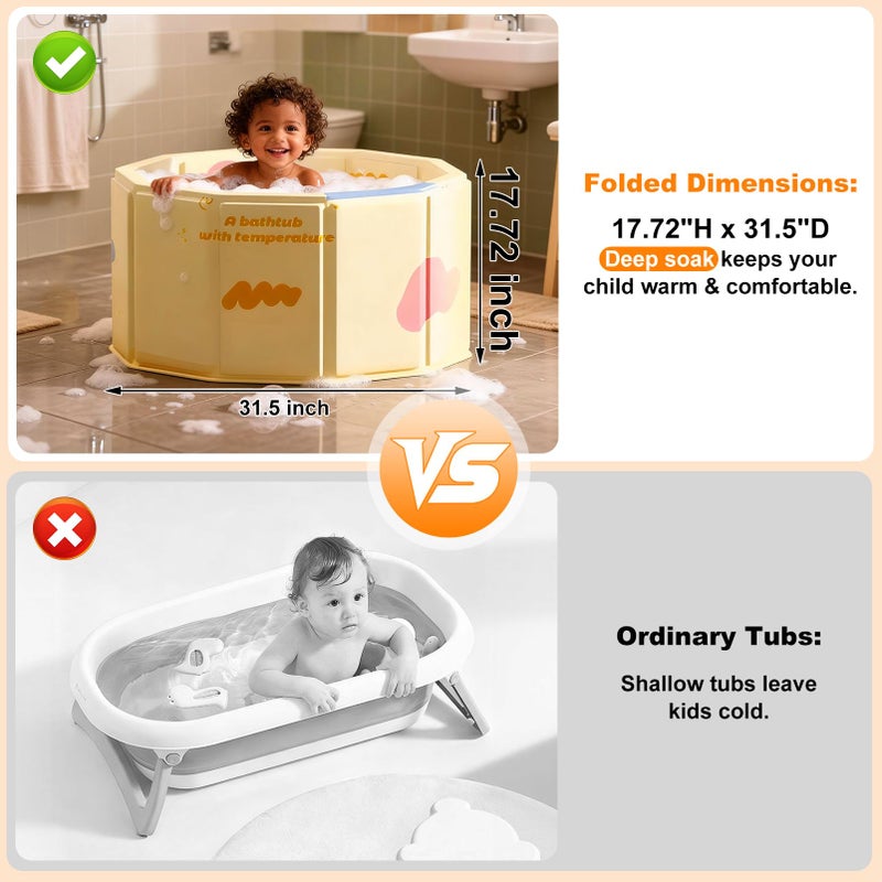 COBOPANDA Portable Bathtub for Kids 27.5"x31.5" Collapsible Cold Plunge Bathtub Foldable No Installation Ice Bath Tub for Shower Stall, Bathroom Hot SPA Soaking Standing Tub - Image 2