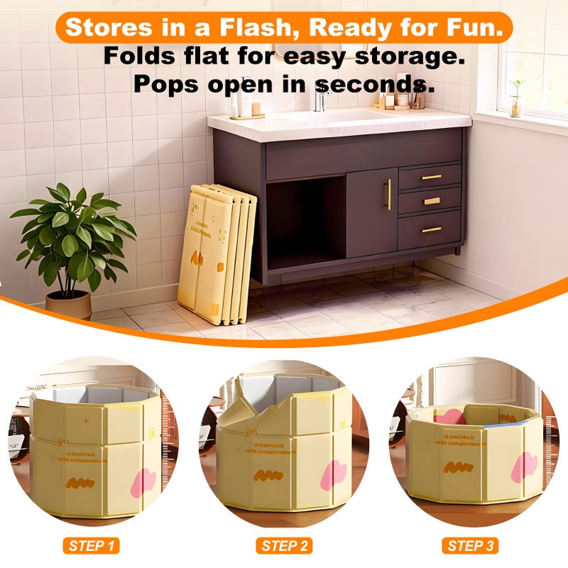 COBOPANDA Portable Bathtub for Kids 27.5"x31.5" Collapsible Cold Plunge Bathtub Foldable No Installation Ice Bath Tub for Shower Stall, Bathroom Hot SPA Soaking Standing Tub - Image 4